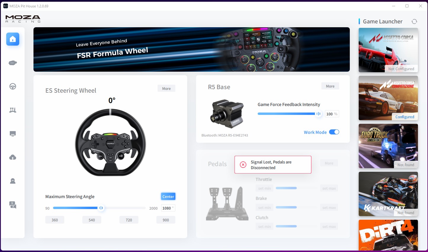 MOZA Racing R5 Direct Drive + ES Racing Wheel + SR-P 3 Pedals LoadCell -  Bundle 